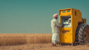 किसान क्रेडिट कार्ड योजना से लाभ लेता किसान गेहूं के खेत में.