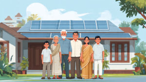 PM सूर्य घर योजना 2026 से लाभान्वित संयुक्त भारतीय परिवार.