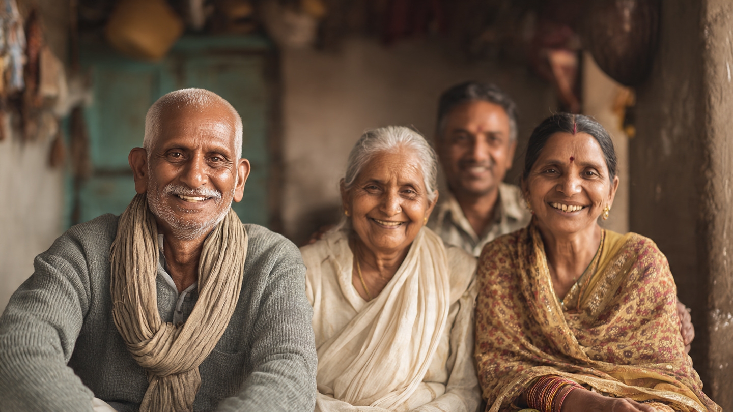 PM Kisan Mandhan Yojana से 3000 रुपये मासिक पेंशन पाकर खुश बुजुर्ग किसान दंपति.